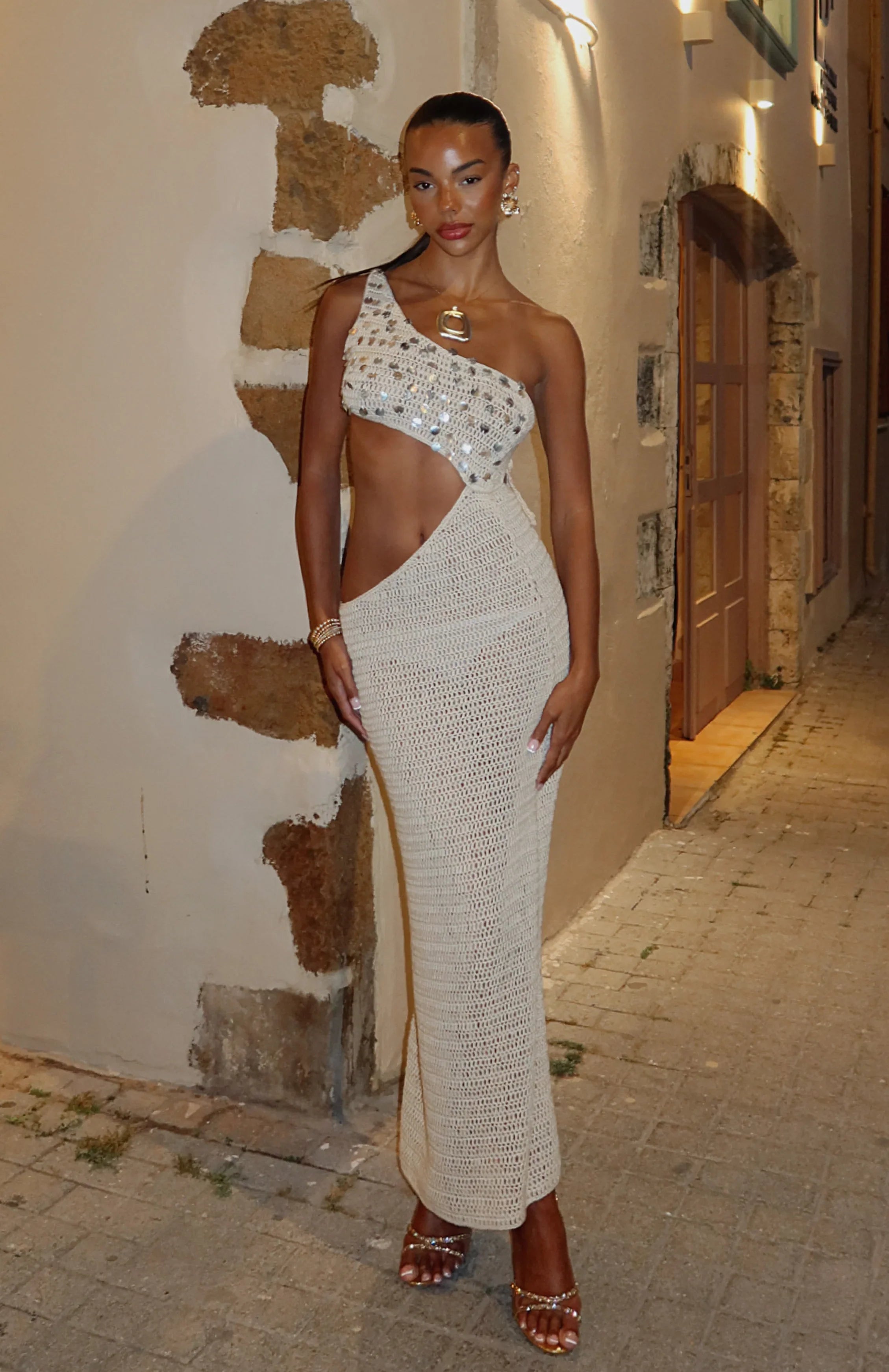 Turritella Treasure Crochet Maxi Dress Shell