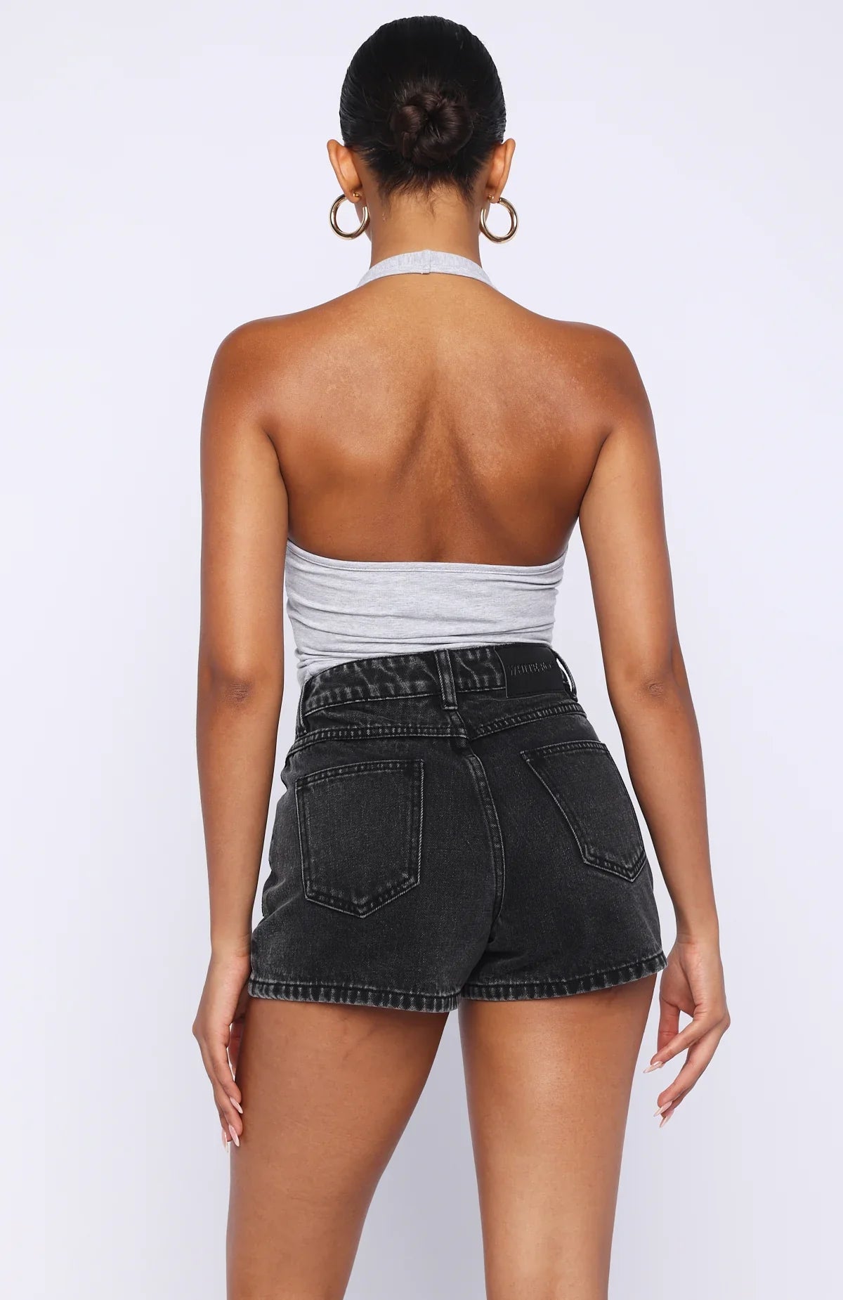 Hayley High Rise Denim Shorts Black Acid