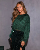 Midnight Garland Fuzzy Knit Sweater