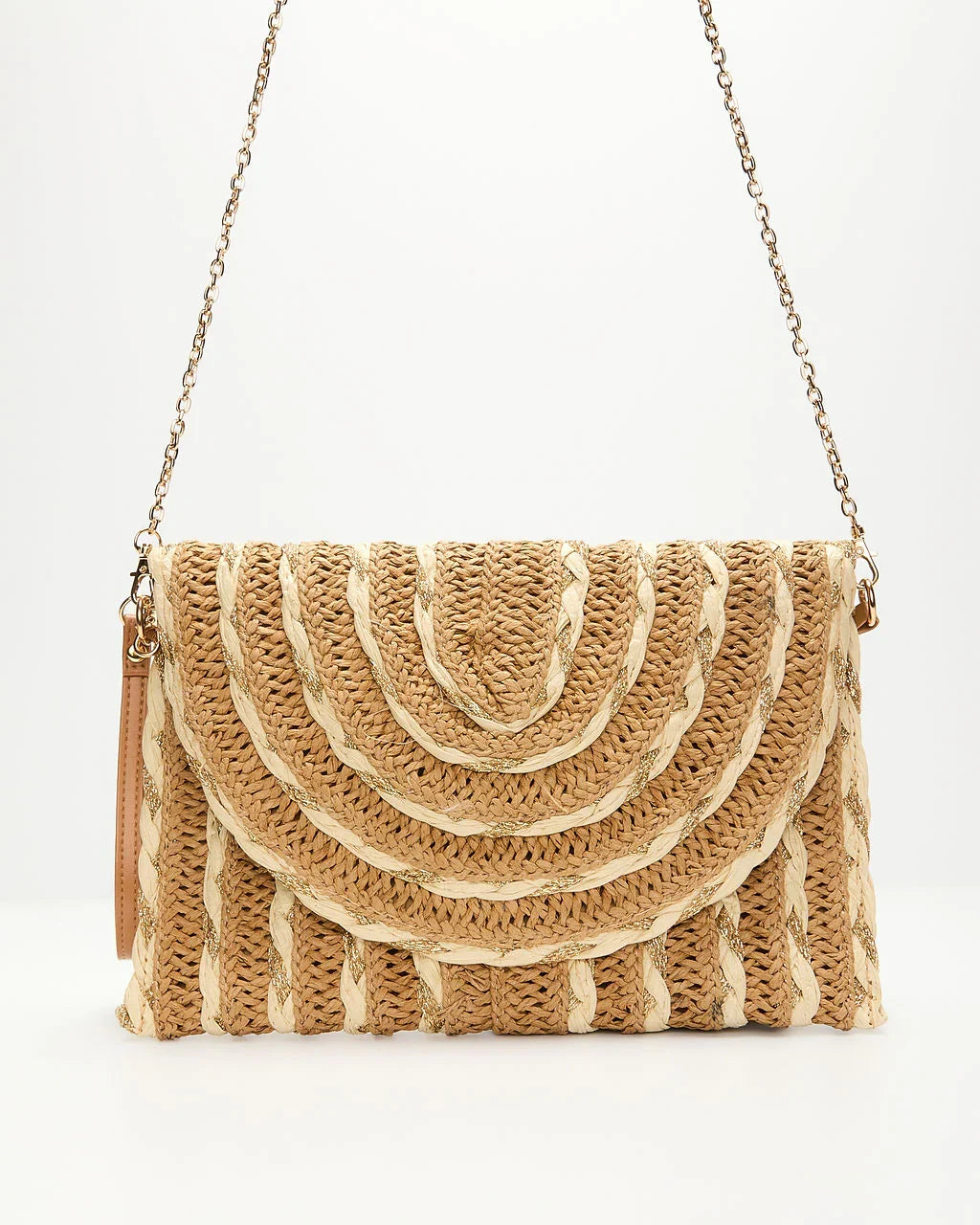 Ameria Woven Textured Straw Clutch