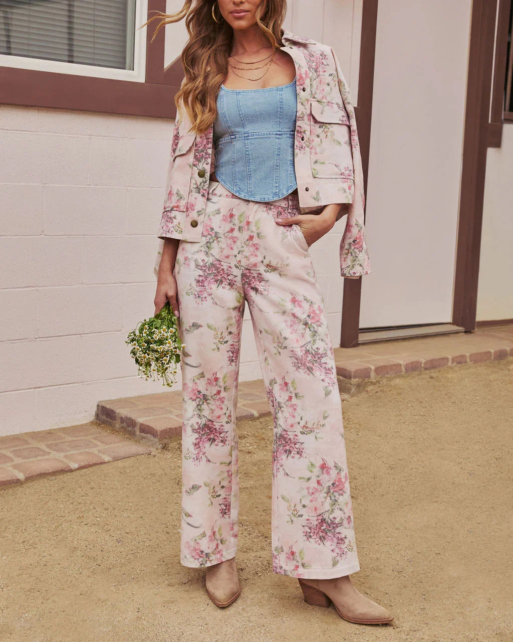 Bloom Trail Rigid High Rise Relaxed Floral Jeans