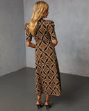 Olivyne Printed Mock Neck Knit Midi Dress