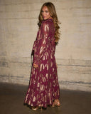 Vionette Printed Wrap Tie Maxi Dress