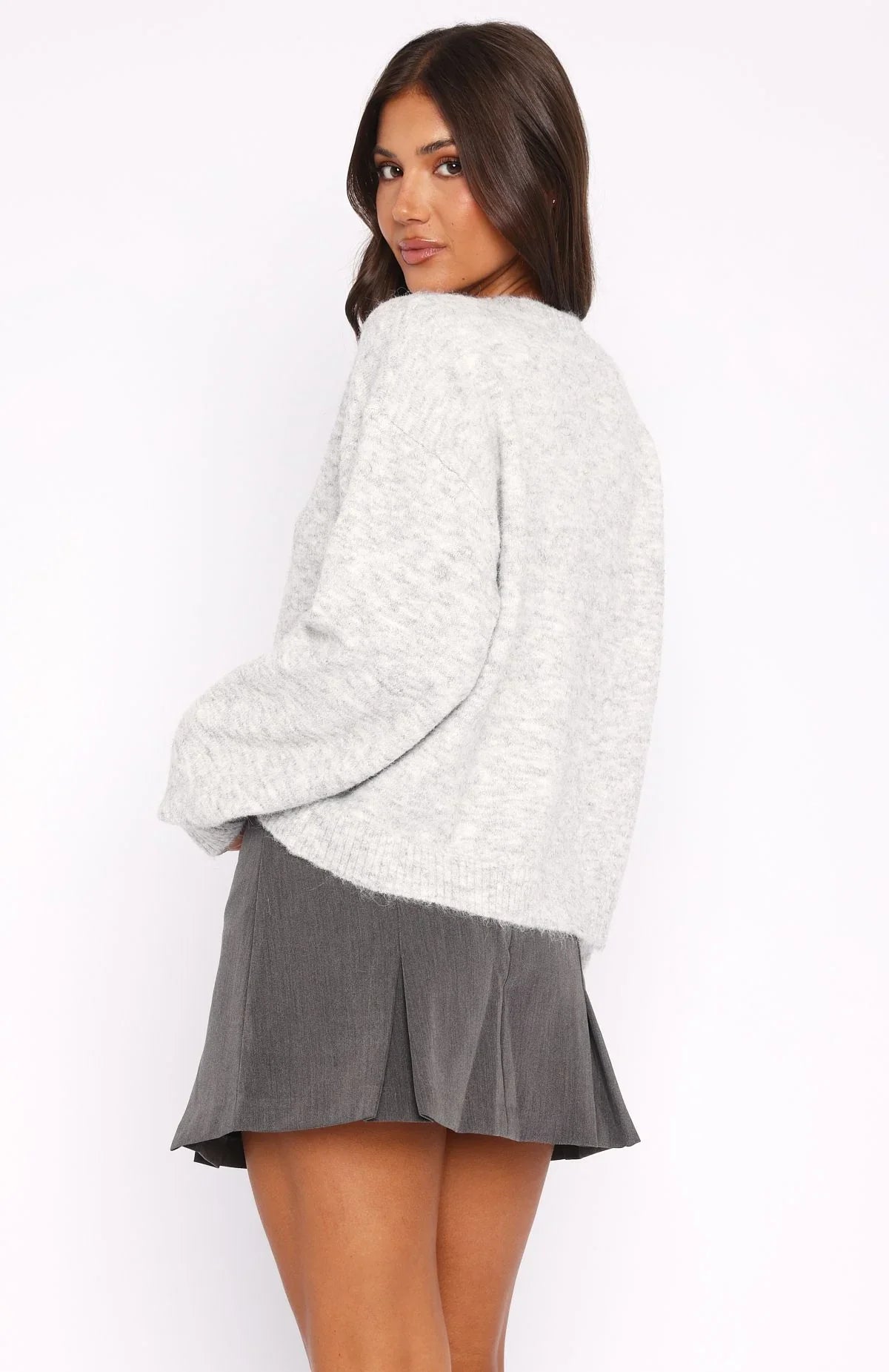 Warm Whispers Knit Sweater Grey Marle