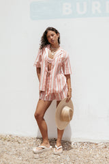 Aaliyah Tie Front Top Pink Stripe