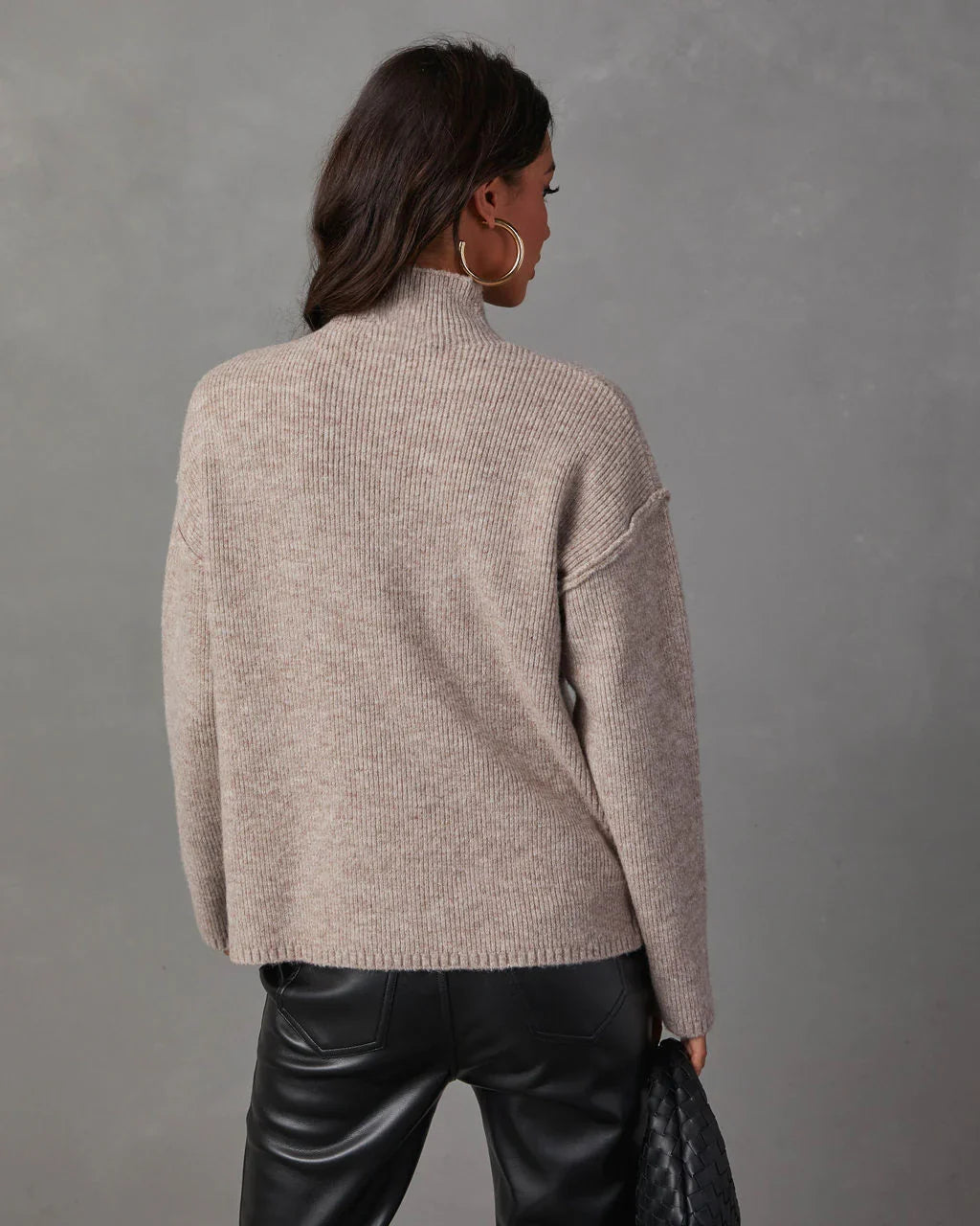 Malia Mock Neck Seamed Sweater