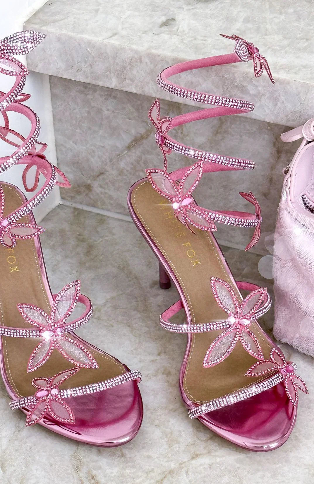 Shai Diamante Wrap Heels Pink