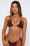 Kailani Sequin Bikini Top Dark Cherry