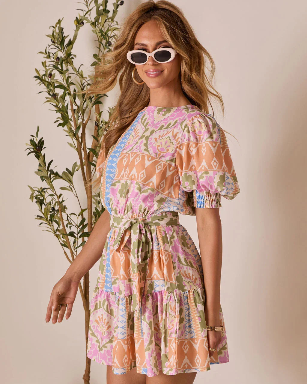 Shailene Puff Sleeve Tiered Mini Dress