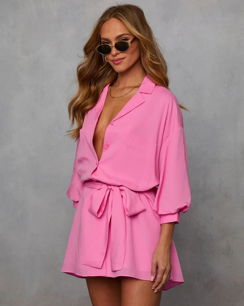 Brenna Blouson Sleeve Shirt Dress