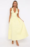 Tinsel Trouble Halter Midi Dress Lemon