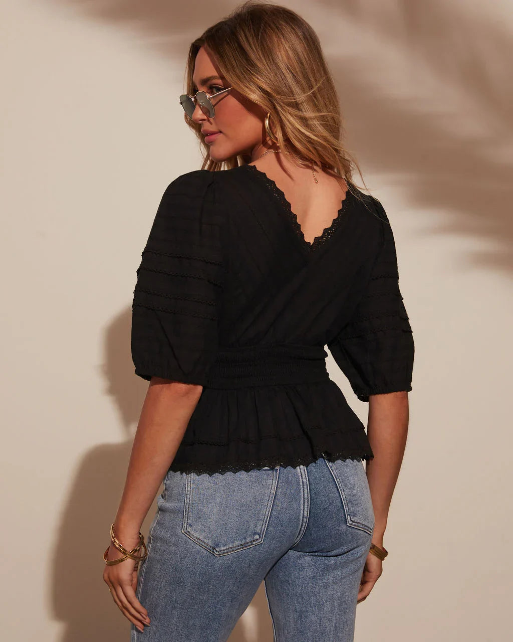 Hadlee V Neck Peplum Blouse
