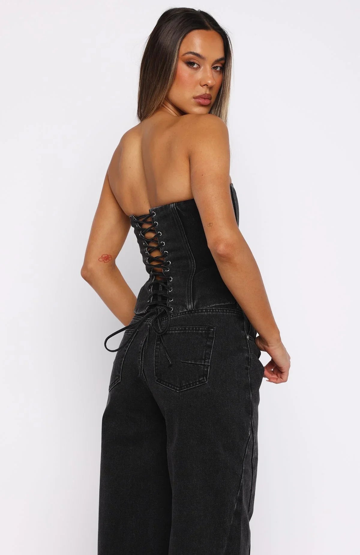 Be Mine Forever Denim Bustier Black Acid