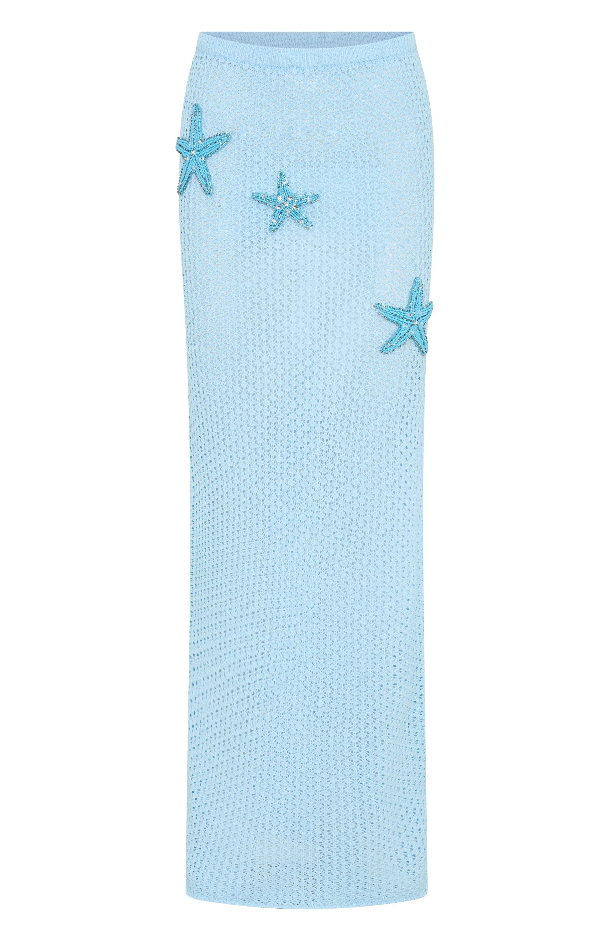Ocean Starlet Maxi Skirt Baby Blue