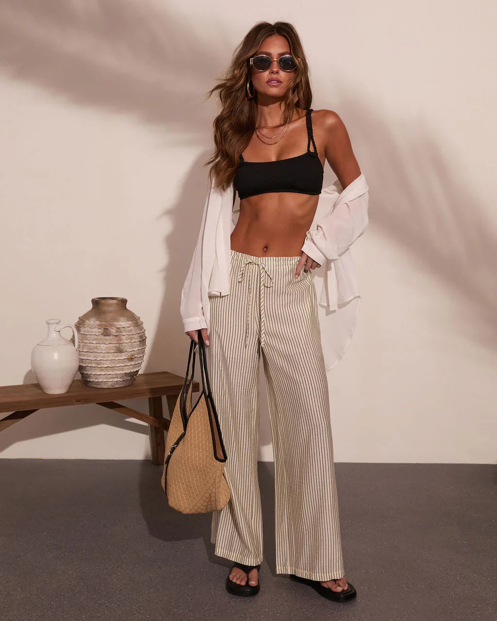 Radiant Horizon Striped Wide Leg Pants