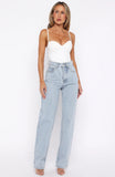 Always With Me High Rise Straight Leg Jeans Mid Blue