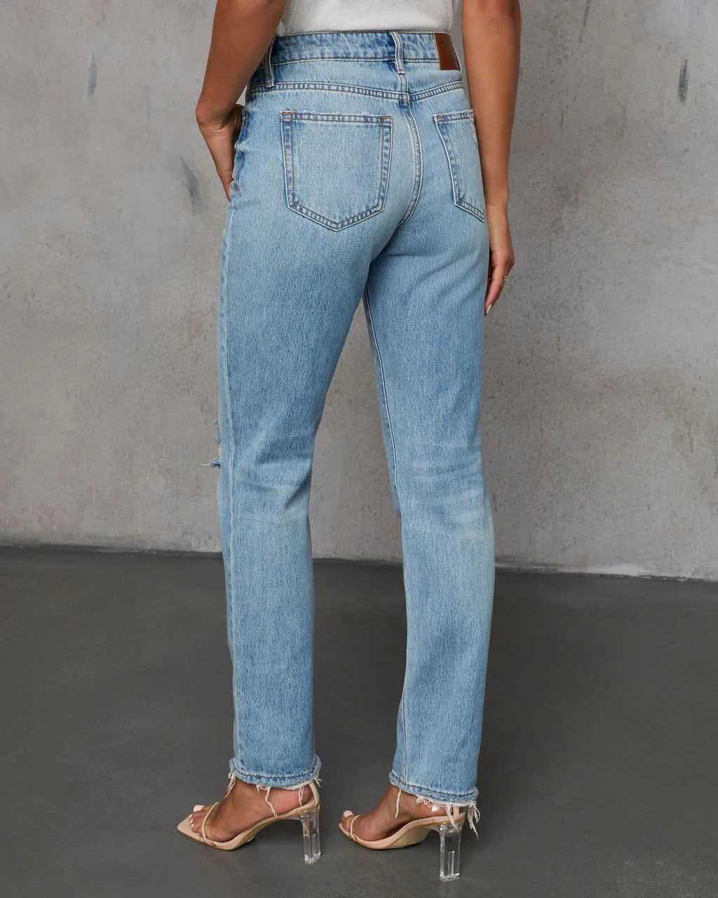 Grazie Rigid Cropped High Rise Distressed Jeans