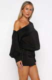 Love Letter Long Sleeve Mini Dress Black
