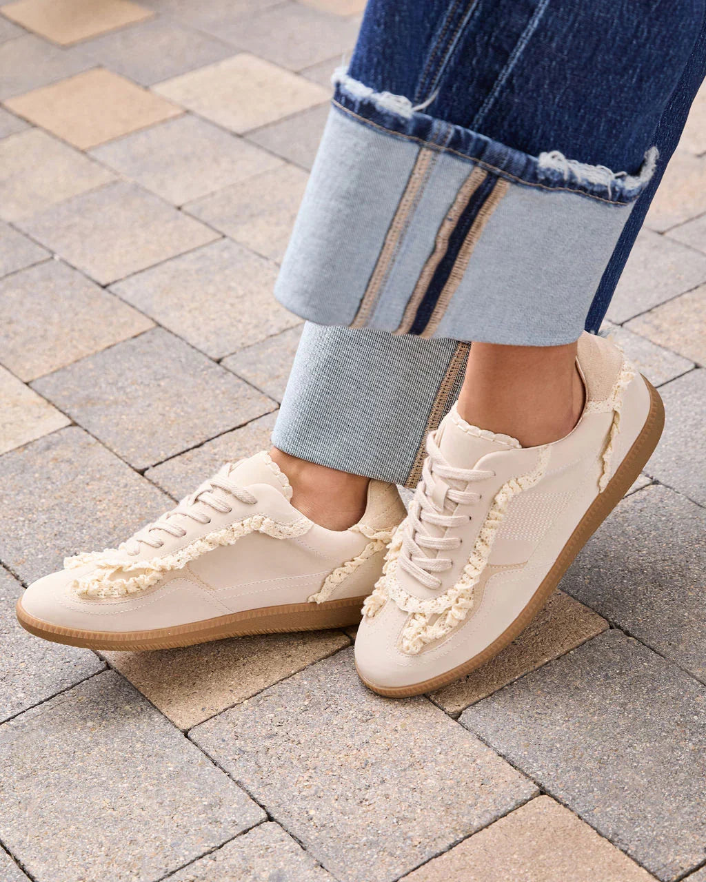 Winslet Lace And Pearl Charm Sneakers