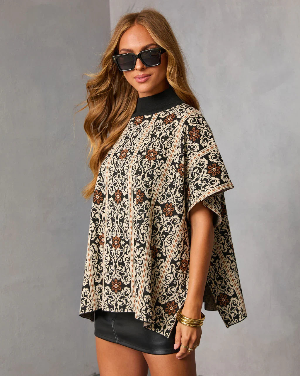 Orianna Paisley Print Turtleneck Sweater