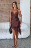 Behind The Light Lace Mini Dress Chocolate