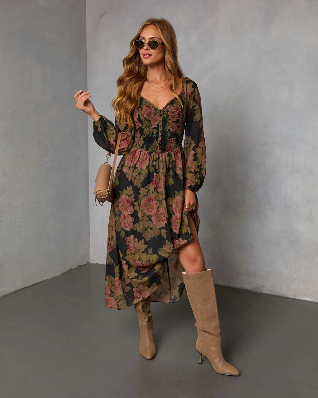 Mekia Printed Smocked Maxi Dress