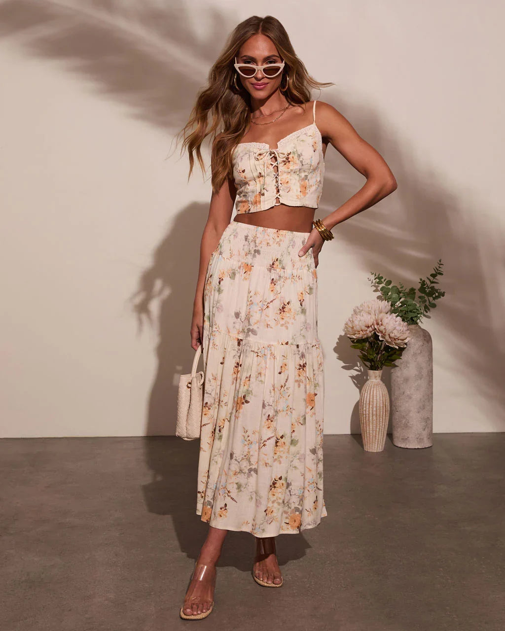 Sightseer Tiered Floral Maxi Skirt