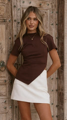 Tiarna Side Ruched Tee Chocolate