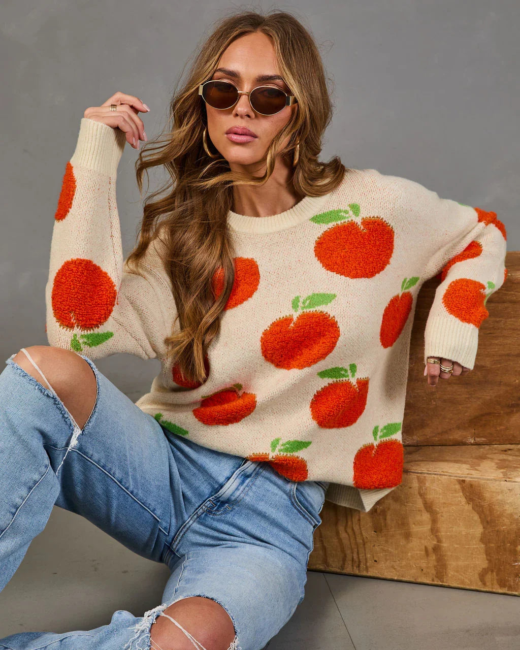 Sweet Citrus Knit Orange Sweater