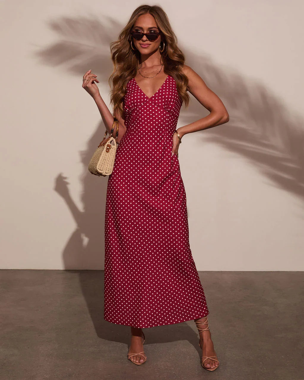 Cherry Moon Polka Dot Maxi Dress