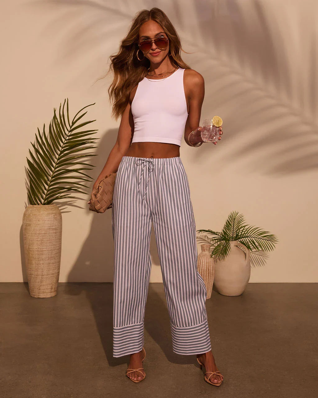 Jailen Striped Waist Tie Pants