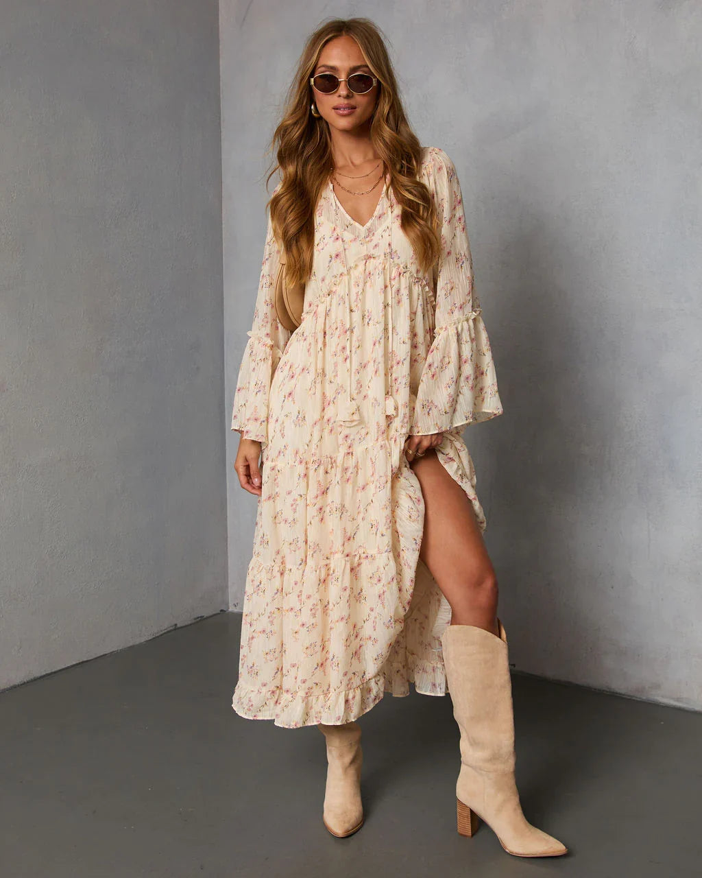 Amber Drift Printed Maxi Dress
