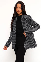Rocco Hem Blazer Black White