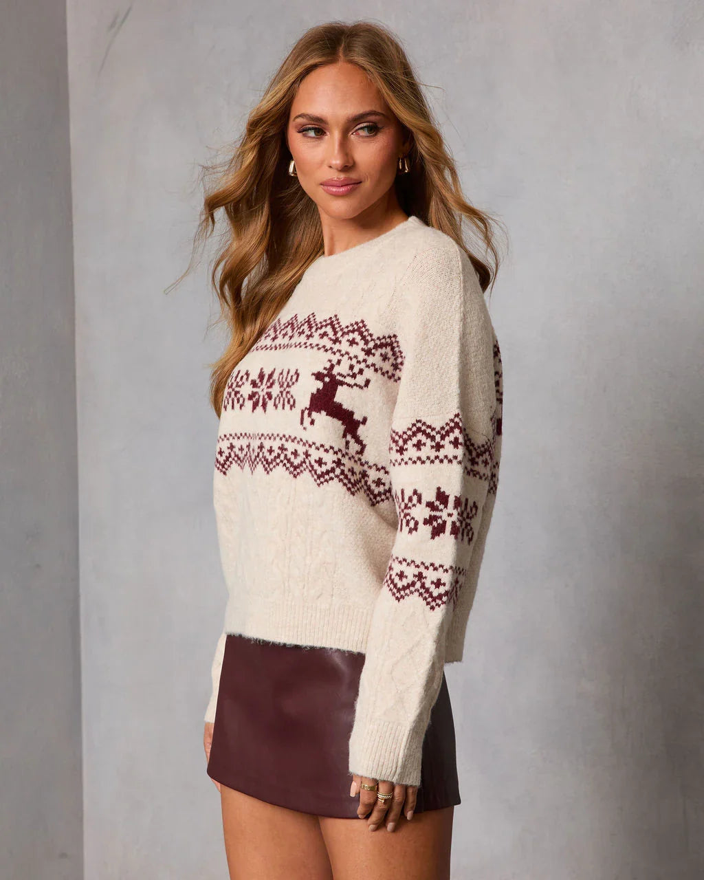 Midnight Ice Fair Isle Reindeer Sweater