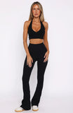 Scared To Confess Seamless Ribbed Flare Pants Black