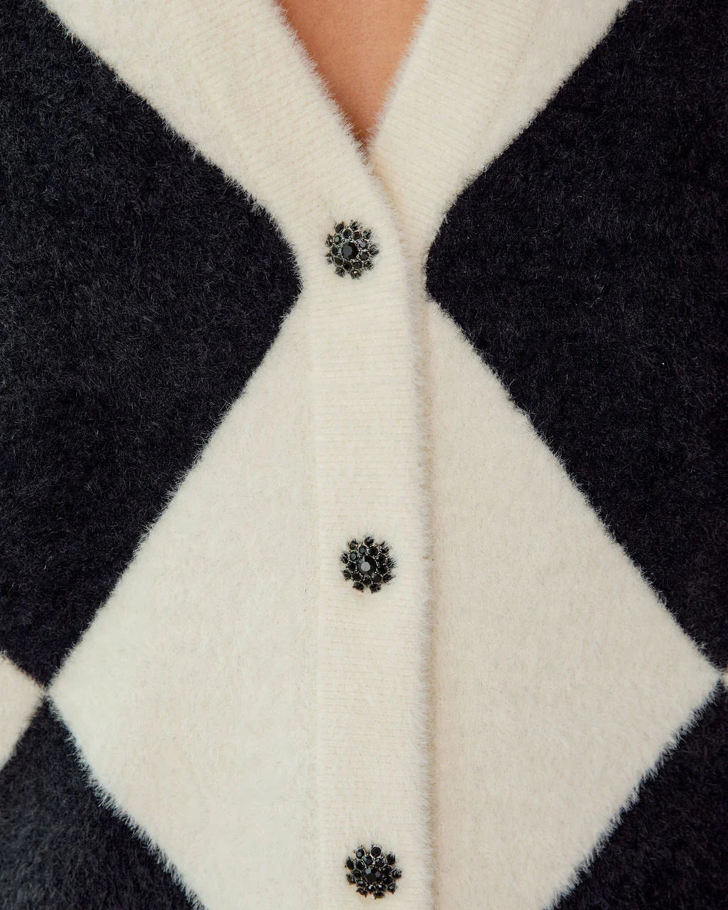 Peirce Contrast Checkered Knit Cardigan