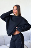 Glow Your Own Way Studded Oversized Hoodie Black