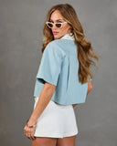 Meline Lace Collar Chambray Top