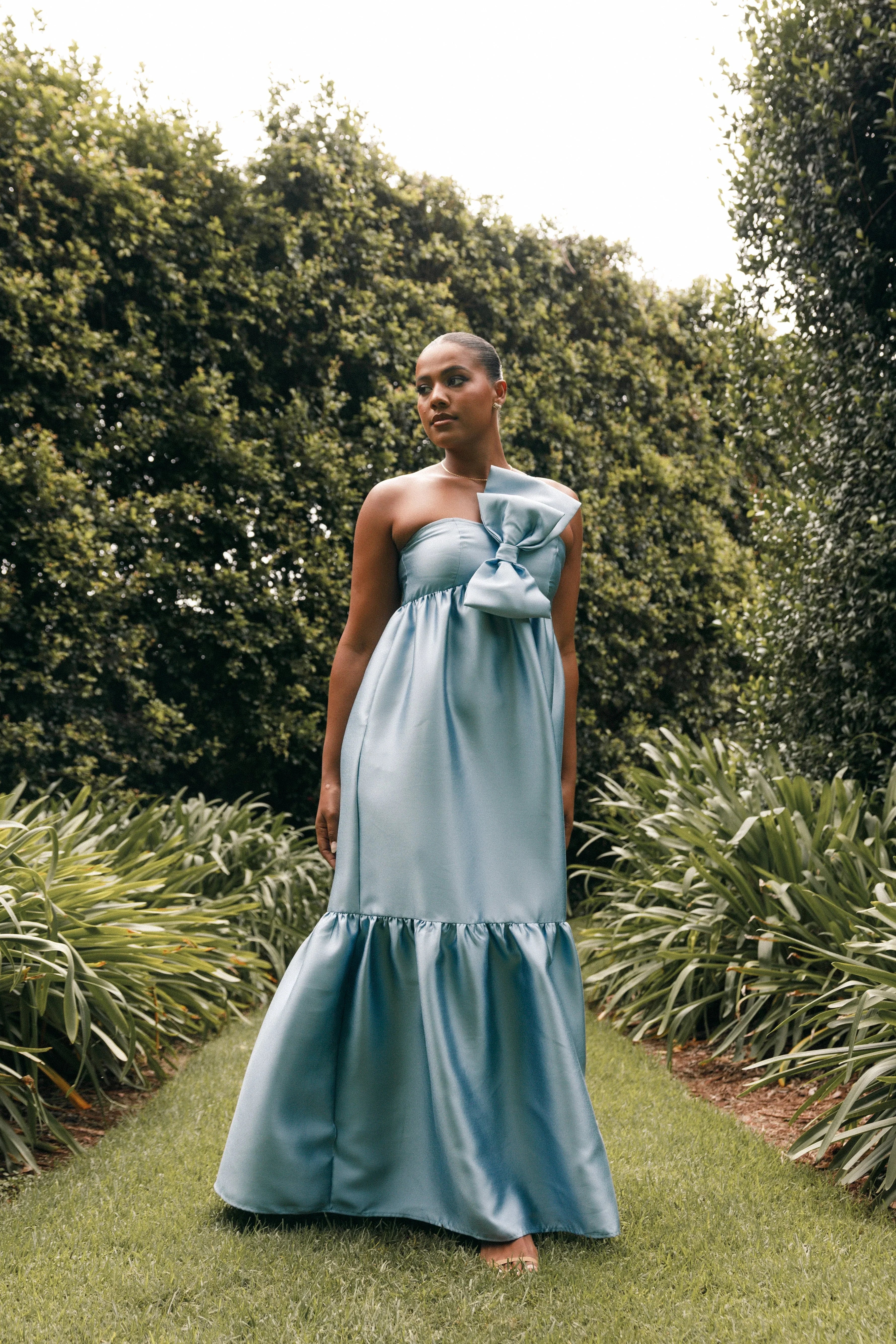 Betina Bow Front Maxi Dress Blue