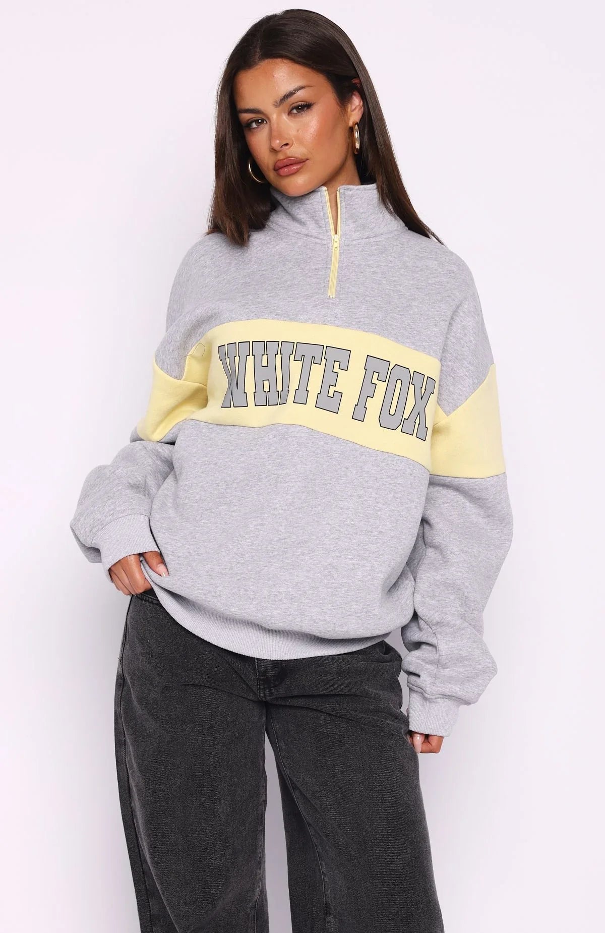 Show Yourself Zip Front Sweater Dark Grey Marle