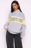 Show Yourself Zip Front Sweater Dark Grey Marle