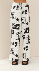 Samaya Pants White Black Print