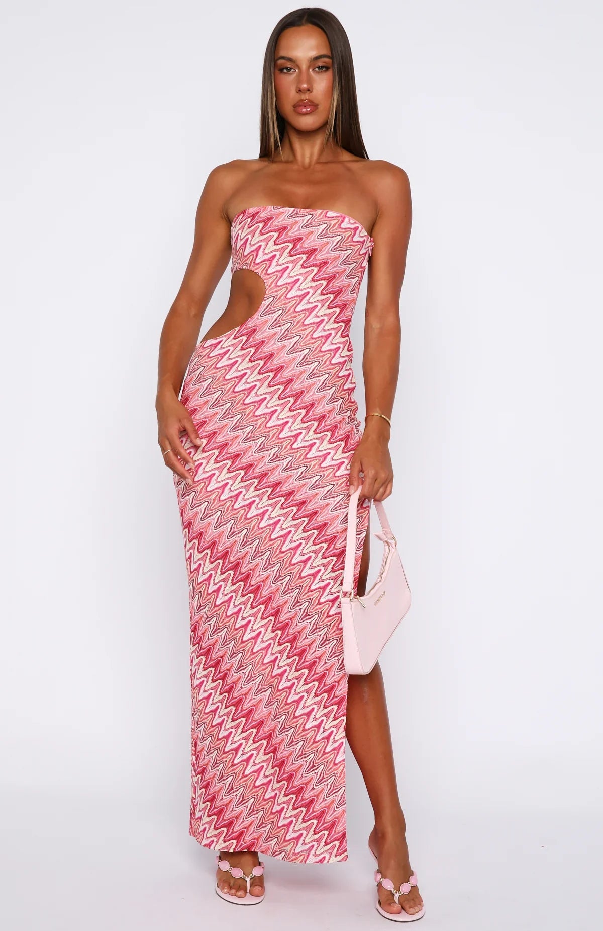 Flirt Mode Strapless Maxi Dress Sunrise Waves
