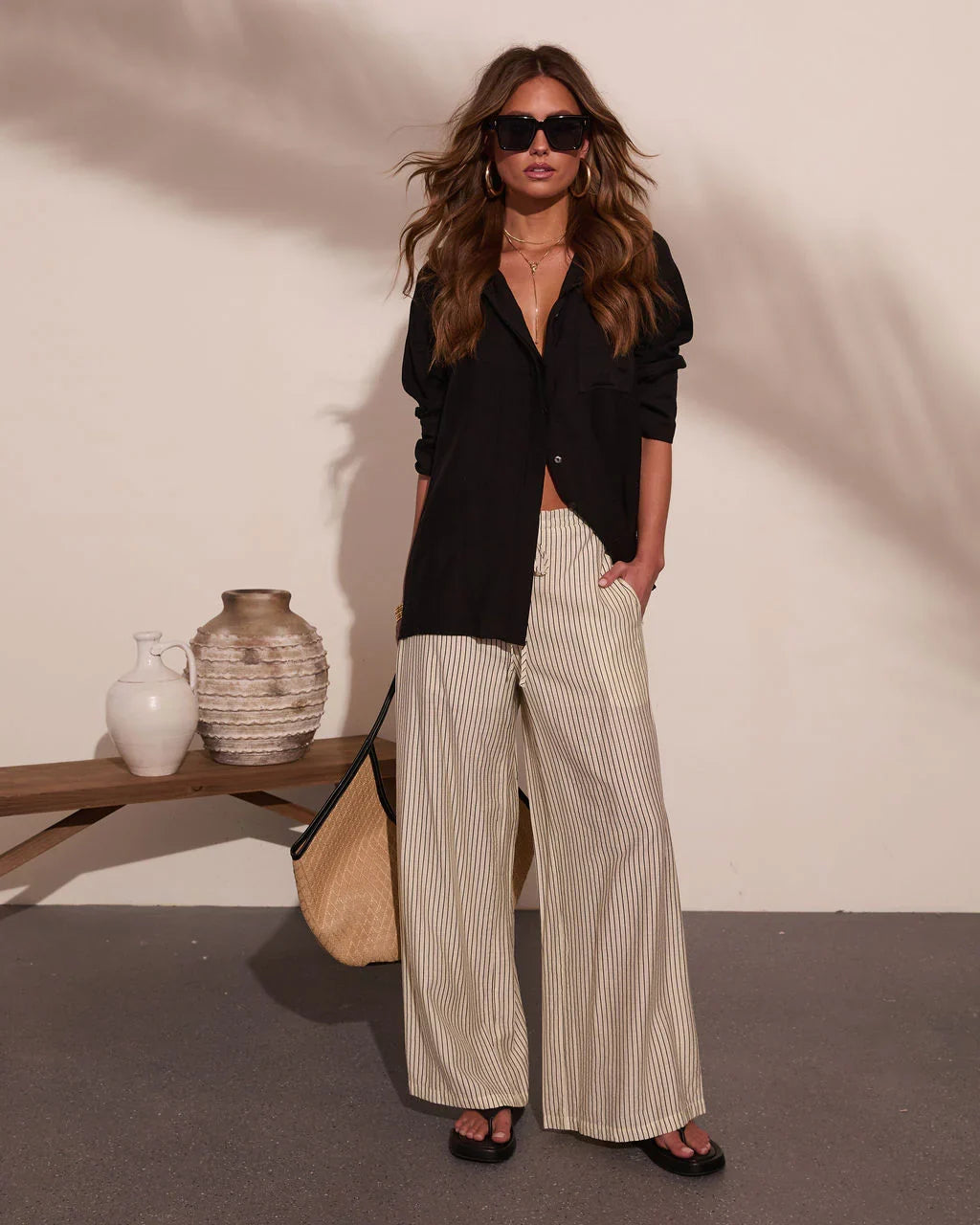 Radiant Horizon Striped Wide Leg Pants
