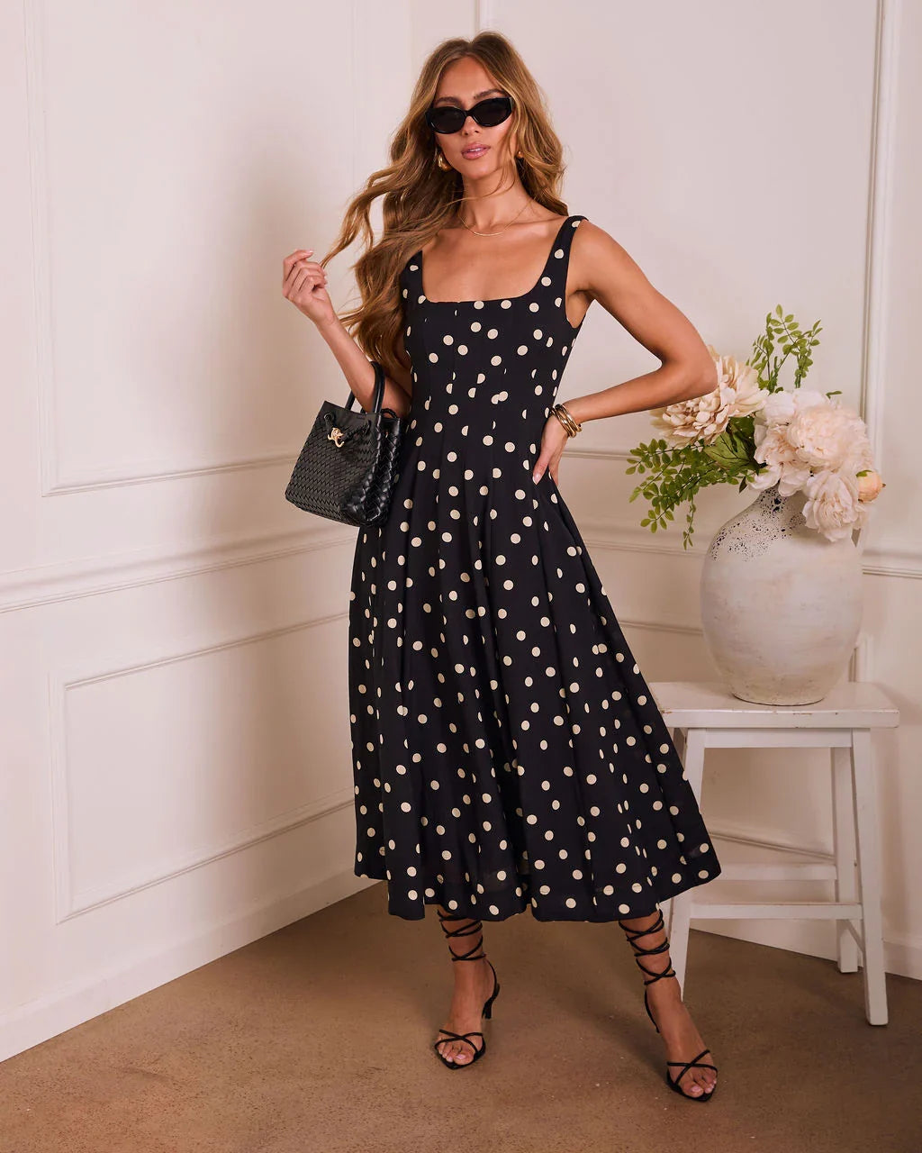 Subtle Allure Polka Dot Maxi Dress