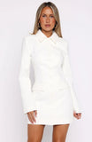 Alpha Femme Long Sleeve Mini Dress White