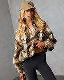 Vanilla Mist Aztec Print Quarter Zip Jacket