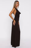 Always In Mode Halter Maxi Dress Chocolate