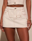Keena Open Waist Denim Mini Skirt