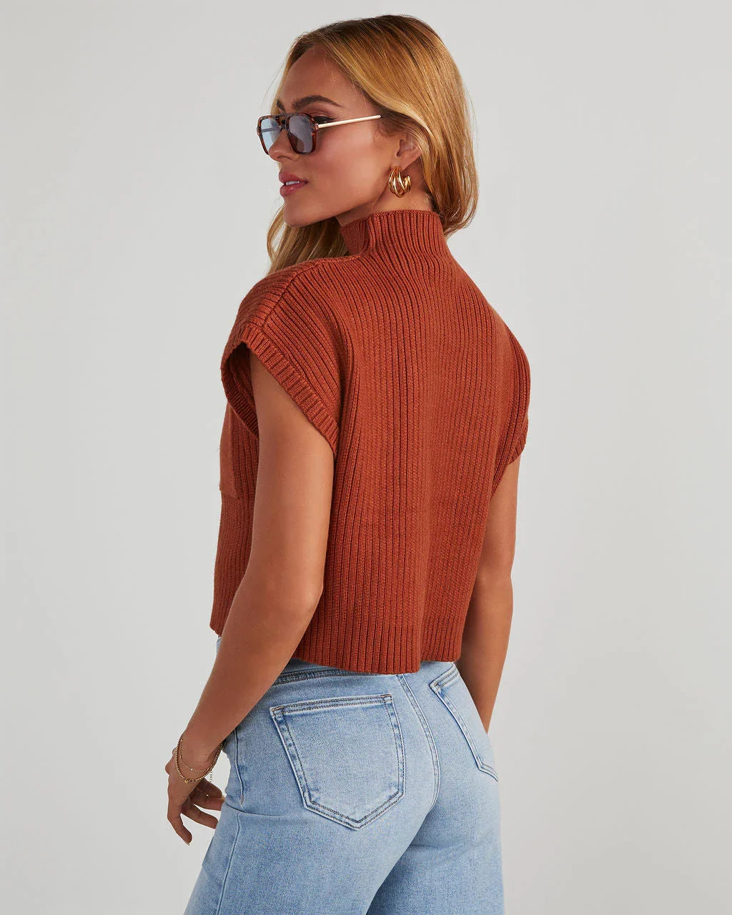 Brooke Mock Neck Short Sleeve Sweater